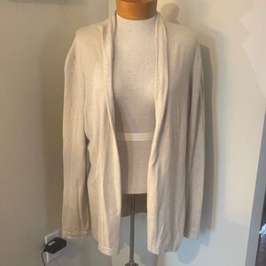 J McLaughlin Cotton Blend Open Knit Cardigan cream  Women's size large